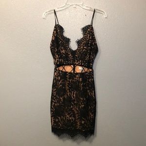 TOBI Serenity Lace Up Bodycon Dress in black SMALL